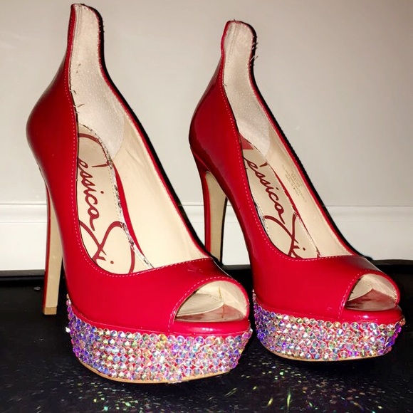 Jessica Simpson Shoes - (Red) Crystal AB stoned heels
